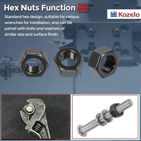 4 قطع صواميل سداسية - [M14-2] صواميل من الفولاذ الكربوني من الدرجة 8 للإصلاح والتجميع الميكانيكي، صامولة خيط خشن متري قياسي، أسود in Kuwait