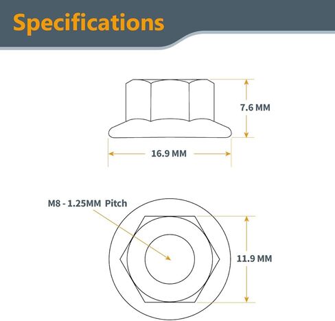POWERTEC QLN1201 Serrated Flange Hex Lock (M8) Nuts | Premium Carbon Steel Zinc Plated Fasteners – 25 Pack in Saudi Arabia