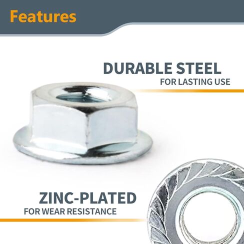 POWERTEC QLN1201 Serrated Flange Hex Lock (M8) Nuts | Premium Carbon Steel Zinc Plated Fasteners – 25 Pack in Saudi Arabia