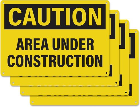 4pcs Caution Area Under Construction Sign 10x7 Inch | Plastic Sign for Construction Site, Hazard Area, No Trespassing, Waterproof Plastic in Saudi Arabia