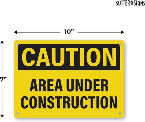 4pcs Caution Area Under Construction Sign 10x7 Inch | Plastic Sign for Construction Site, Hazard Area, No Trespassing, Waterproof Plastic in Saudi Arabia