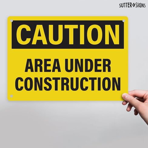 4pcs Caution Area Under Construction Sign 10x7 Inch | Plastic Sign for Construction Site, Hazard Area, No Trespassing, Waterproof Plastic in Saudi Arabia