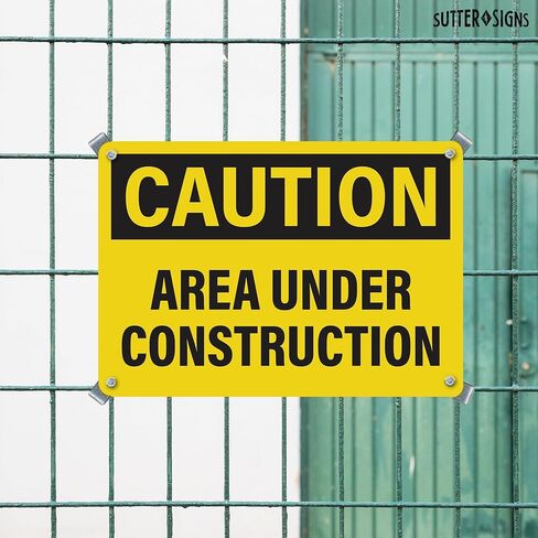 4pcs Caution Area Under Construction Sign 10x7 Inch | Plastic Sign for Construction Site, Hazard Area, No Trespassing, Waterproof Plastic in Saudi Arabia