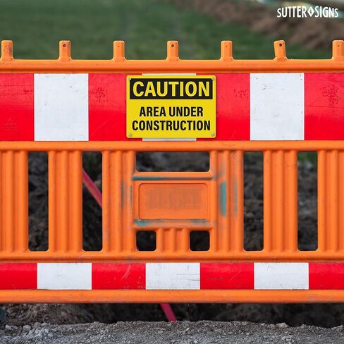 4pcs Caution Area Under Construction Sign 10x7 Inch | Plastic Sign for Construction Site, Hazard Area, No Trespassing, Waterproof Plastic in Saudi Arabia