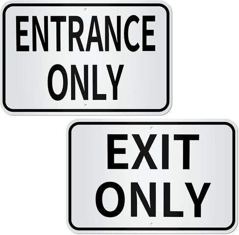 Zonon 2 Pcs Entrance Only and Exit Only Signs Set 80 Mil Aluminum 18 x 12 Inch White Reflective Background with Black Letters Safety for Enter Exit Parking Lot Garage Driveway Business Entrance in Saudi Arabia