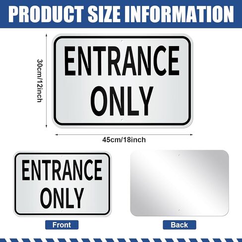 Zonon 2 Pcs Entrance Only and Exit Only Signs Set 80 Mil Aluminum 18 x 12 Inch White Reflective Background with Black Letters Safety for Enter Exit Parking Lot Garage Driveway Business Entrance in Saudi Arabia