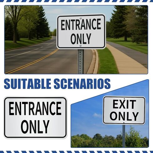 Zonon 2 Pcs Entrance Only and Exit Only Signs Set 80 Mil Aluminum 18 x 12 Inch White Reflective Background with Black Letters Safety for Enter Exit Parking Lot Garage Driveway Business Entrance in Saudi Arabia