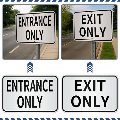 Zonon 2 Pcs Entrance Only and Exit Only Signs Set 80 Mil Aluminum 18 x 12 Inch White Reflective Background with Black Letters Safety for Enter Exit Parking Lot Garage Driveway Business Entrance in Saudi Arabia
