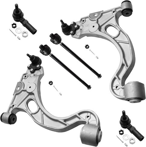 Detroit Axle-6pc مجموعة أذرع التحكم في النهاية الأمامية لـ Hyundai 2013-2014 Santa Fe XL ، 2013-2018 Santa Fe Sport ، 2 مفاصل كرة ذراعي منخفضة 2 قضبان الترجيع 2 قضبان التعادل الخارجية بديلة in Kuwait