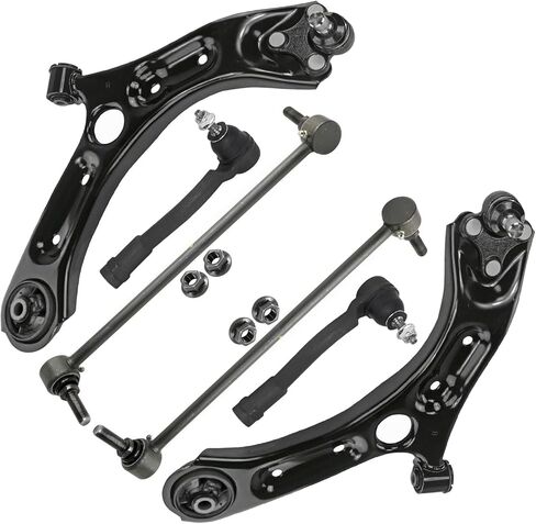Detroit Axle-6pc مجموعة أذرع التحكم في النهاية الأمامية لـ Hyundai 2013-2014 Santa Fe XL ، 2013-2018 Santa Fe Sport ، 2 مفاصل كرة ذراعي منخفضة 2 قضبان الترجيع 2 قضبان التعادل الخارجية بديلة in Kuwait