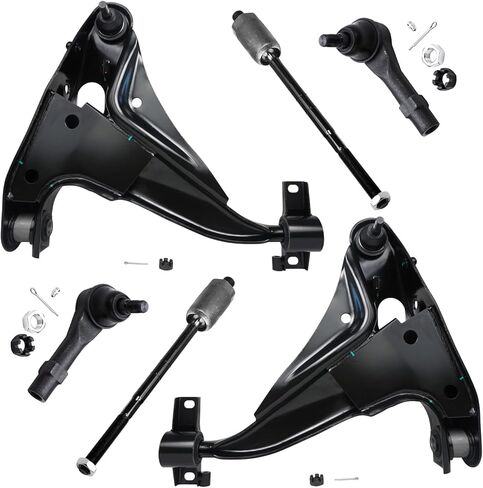 Detroit Axle-6pc مجموعة أذرع التحكم في النهاية الأمامية لـ Hyundai 2013-2014 Santa Fe XL ، 2013-2018 Santa Fe Sport ، 2 مفاصل كرة ذراعي منخفضة 2 قضبان الترجيع 2 قضبان التعادل الخارجية بديلة in Kuwait