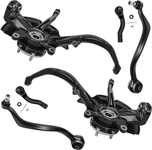 Detroit Axle-6pc مجموعة أذرع التحكم في النهاية الأمامية لـ Hyundai 2013-2014 Santa Fe XL ، 2013-2018 Santa Fe Sport ، 2 مفاصل كرة ذراعي منخفضة 2 قضبان الترجيع 2 قضبان التعادل الخارجية بديلة in Kuwait