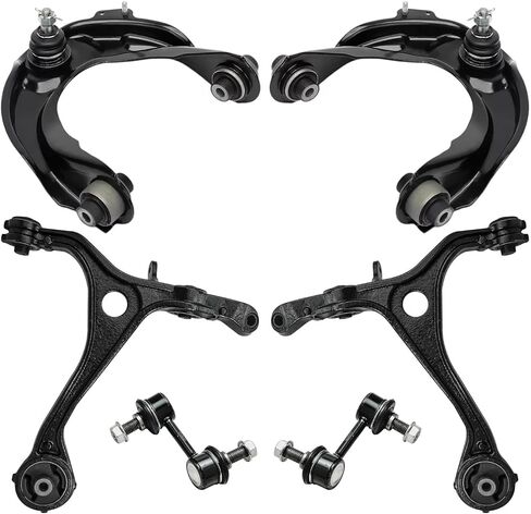 Detroit Axle-6pc مجموعة أذرع التحكم في النهاية الأمامية لـ Hyundai 2013-2014 Santa Fe XL ، 2013-2018 Santa Fe Sport ، 2 مفاصل كرة ذراعي منخفضة 2 قضبان الترجيع 2 قضبان التعادل الخارجية بديلة in Kuwait