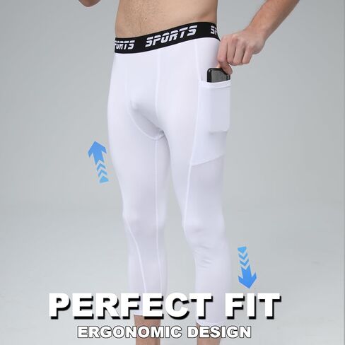 Men's 3/4 Compression Pants with Pocket - Performance Sportswear for Running Basketball Gym and Outdoor Activities in Saudi Arabia