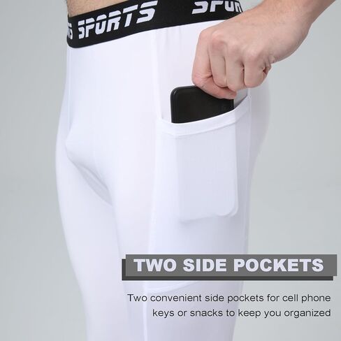 Men's 3/4 Compression Pants with Pocket - Performance Sportswear for Running Basketball Gym and Outdoor Activities in Saudi Arabia