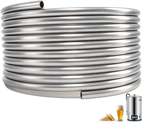 3/8" x 25Ft 304 Stainless Steel Tubing Coil, Food Grade Welded Immersion Wort Chiller Tube for Home Beer Brewing, Ice Bath Cooling, and DIY Projects in Saudi Arabia
