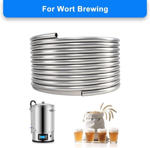 3/8" x 25Ft 304 Stainless Steel Tubing Coil, Food Grade Welded Immersion Wort Chiller Tube for Home Beer Brewing, Ice Bath Cooling, and DIY Projects in Saudi Arabia