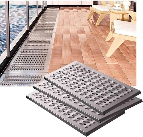Concrete Permeable Grating 304 Stainless Steel Heavy-Duty Grooved Drainage Grating (Pack of 3) Underground Drainage Trough(58x25x2.5cm/22.83x9.84x0.98in) in Saudi Arabia