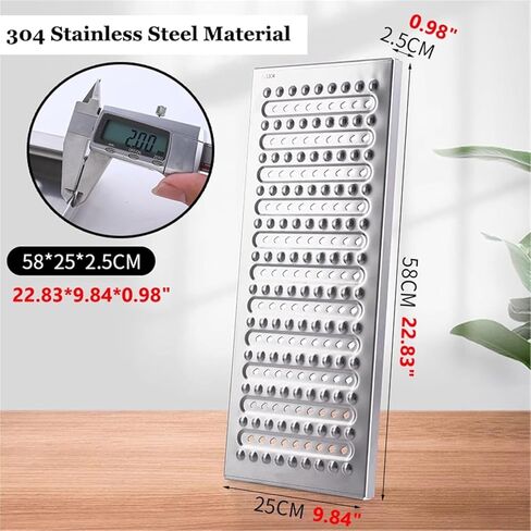 Concrete Permeable Grating 304 Stainless Steel Heavy-Duty Grooved Drainage Grating (Pack of 3) Underground Drainage Trough(58x25x2.5cm/22.83x9.84x0.98in) in Saudi Arabia