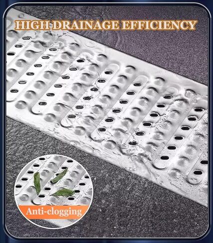 Concrete Permeable Grating 304 Stainless Steel Heavy-Duty Grooved Drainage Grating (Pack of 3) Underground Drainage Trough(58x25x2.5cm/22.83x9.84x0.98in) in Saudi Arabia