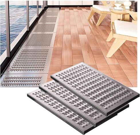 Concrete Permeable Grating 304 Stainless Steel Heavy-Duty Grooved Drainage Grating (Pack of 3) Underground Drainage Trough(58x25x2.5cm/22.83x9.84x0.98in) in Saudi Arabia
