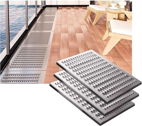 Concrete Permeable Grating 304 Stainless Steel Heavy-Duty Grooved Drainage Grating (Pack of 3) Underground Drainage Trough(58x25x2.5cm/22.83x9.84x0.98in) in Saudi Arabia