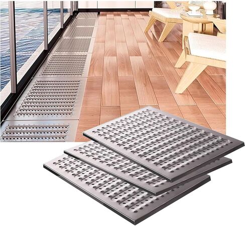 Concrete Permeable Grating 304 Stainless Steel Heavy-Duty Grooved Drainage Grating (Pack of 3) Underground Drainage Trough(58x25x2.5cm/22.83x9.84x0.98in) in Saudi Arabia