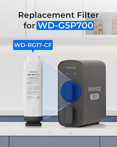 Waterdrop G5P700-CF Filter, Replacement for Waterdrop G5P700 Undersink Reverse Osmosis System, 6-month Lifetime in Saudi Arabia