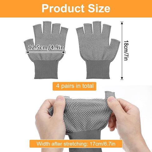 4 Pack Half-Finger Workout Gloves, Lightweight Half-Finger Slip Breathable Fingerless Work Glove Compression Gloves for Cycling Sports Motorcycle Fishing(Grey) in Saudi Arabia