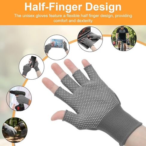 4 Pack Half-Finger Workout Gloves, Lightweight Half-Finger Slip Breathable Fingerless Work Glove Compression Gloves for Cycling Sports Motorcycle Fishing(Grey) in Saudi Arabia