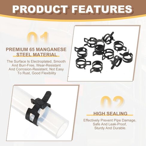 مشابك خرطوم شريط الربيع من PATIKIL، 32 قطعة لـ 8.6-9.5 مم OD 0.3 بوصة (8 مم) أنبوب مشبك زنبركي من الصلب المنغنيز لخط الوقود من السيليكون وأنبوب خرطوم هواء فراغي أنابيب المياه، أسود in Kuwait