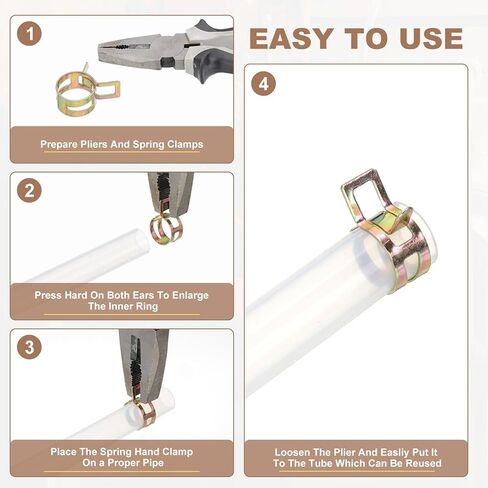 مشابك خرطوم شريط الربيع من PATIKIL، 32 قطعة لـ 8.6-9.5 مم OD 0.3 بوصة (8 مم) أنبوب مشبك زنبركي من الصلب المنغنيز لخط الوقود من السيليكون وأنبوب خرطوم هواء فراغي أنابيب المياه، أسود in Kuwait