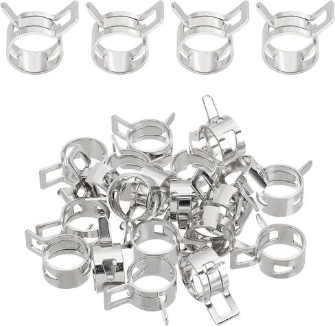 مشابك خرطوم شريط زنبركي من باتيكل، 20 قطعة لـ 10.8-11.9 مم OD 0.4 بوصة (10 مم) أنبوب مشبك زنبركي من الصلب المنغنيز لخط الوقود من السيليكون خرطوم هواء فراغ أنبوب مياه، فضي in Kuwait