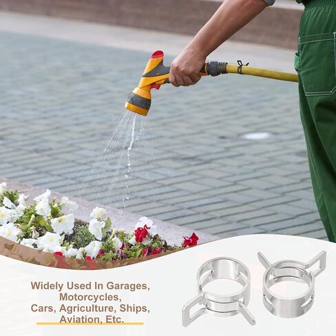 مشابك خرطوم شريط زنبركي من باتيكل، 20 قطعة لـ 10.8-11.9 مم OD 0.4 بوصة (10 مم) أنبوب مشبك زنبركي من الصلب المنغنيز لخط الوقود من السيليكون خرطوم هواء فراغ أنبوب مياه، فضي in Kuwait