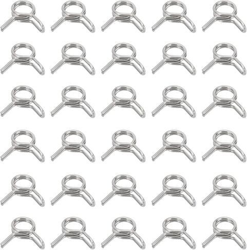 PATIKIL مشابك خرطوم زنبركية مزدوجة السلك، 32 قطعة لـ 5.5-6.2 مم OD 0.2 بوصة (5 مم) ID 304 أنبوب مشبك زنبركي من الفولاذ المقاوم للصدأ لخط الوقود سيليكون خرطوم هواء فراغ أنبوب مياه، فضي in Kuwait