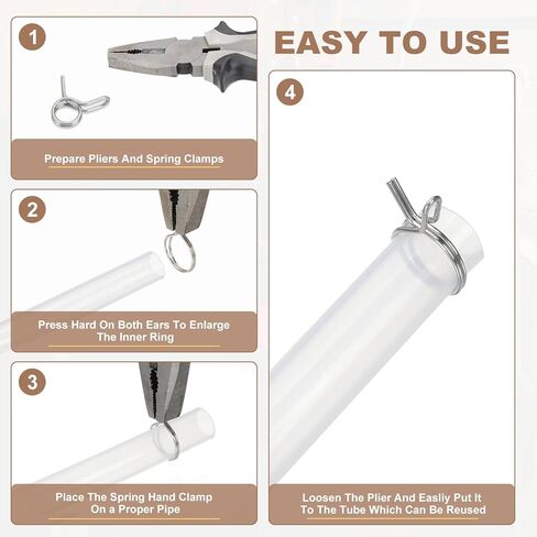 PATIKIL مشابك خرطوم زنبركية مزدوجة السلك، 32 قطعة لـ 5.5-6.2 مم OD 0.2 بوصة (5 مم) ID 304 أنبوب مشبك زنبركي من الفولاذ المقاوم للصدأ لخط الوقود سيليكون خرطوم هواء فراغ أنبوب مياه، فضي in Kuwait