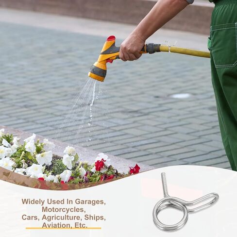 PATIKIL مشابك خرطوم زنبركية مزدوجة السلك، 32 قطعة لـ 5.5-6.2 مم OD 0.2 بوصة (5 مم) ID 304 أنبوب مشبك زنبركي من الفولاذ المقاوم للصدأ لخط الوقود سيليكون خرطوم هواء فراغ أنبوب مياه، فضي in Kuwait