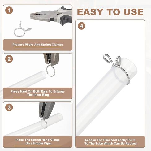مشابك خرطوم سلكية من PATIKIL، 32 قطعة لـ 8.8-9.5 مم OD 0.31 بوصة (8 مم) معرف 304 أنبوب مشبك زنبركي من الفولاذ المقاوم للصدأ لخط الوقود سيليكون خرطوم هواء فراغ أنبوب مياه، فضي in Kuwait