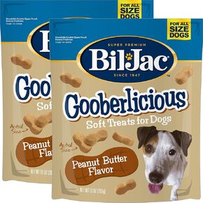Bil-Jac Gooberlicious مكافآت طرية للكلاب، نكهة زبدة الفول السوداني، مصنوعة من كبد الدجاج الحقيقي، 10 أونصة (عبوتان) in Kuwait