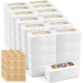 60 Pcs 9x4x3.5 Inch Cookie Boxes, White Bakery Boxes with Window Large Cookie Box Treat Box Loaf Cake Boxs for Roll Cakes Desserts Muffins Donuts Candies Weddings Parties and Gifts in Kuwait