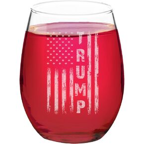Veracco Patriotic 2026 Stemless Wine Glass – American Flag Political Humor Gift, 15oz Clear Wine Glass in Kuwait