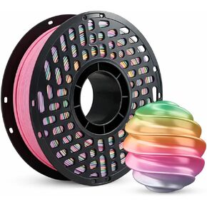 Rainbow Chinese Bamboo PLA Filament 1.75mm, 250g Trial Spool, Neatly Wound Multicolor Gradient Material, +/- 0.02mm, Fit Most FDM Printers - Rainbow Silk Candy in Saudi Arabia