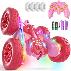 Remote Control Car, Kids Toys with Shiny Electroplated Finish, RC Cars Stunt Toy with LED Lights, 2.4GHz Double-Sided 360° Flips, USB-C Fast Charging, Perfect Birthday Xmas Gift for Boys in Kuwait