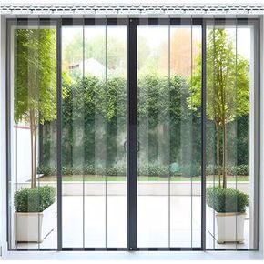 مجموعة ستائر شريطية من مادة PVC للاستخدام الداخلي/الخارجي - باب عازل حراري من الدرجة الصناعية للمجمدات وبيوت الحيوانات الأليفة، باب بلاستيكي شفاف مقاس 53.15 بوصة × 78.74 بوصة لتوفير الطاقة in Kuwait