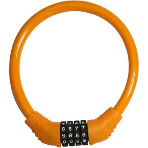 قفل سلسلة للدراجة الجبلية مضاد للسرقة، قفل سلسلة مدمج، قفل سلك فولاذي، ملحقات الدراجة. (برتقالي) in Kuwait