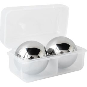 Outset Stainless Steel Ice Cube Spheres, Set of 2 Round Reusable Metal Whiskey Stones with Store Box, 1.57" in Kuwait