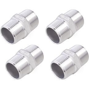 3/4 "NPT ذكر إلى 3/4" NPT ذكر الحلمة، 304 الفولاذ المقاوم للصدأ عرافة الحلمة الأنابيب المناسب للغاز، دش، خط المياه، حزمة من 4 in Kuwait