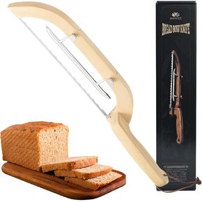 Adjustable Bread Bow Knife for Perfect Slices, Premium Wooden Frame, Tool-Free Blade Replacement, Multi-Thickness Cutter for Homemade Bread, Sourdough, Bagels, Loaves - Australian Mountain Ash in Saudi Arabia
