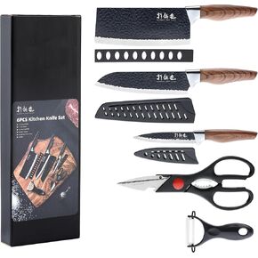 5 PCS kitchen Chef Knife Set, include 7 inch cleaver, 7 inch Santoku, 4.5 inch utility knife, Kitchen Scissors and Peeler in Saudi Arabia