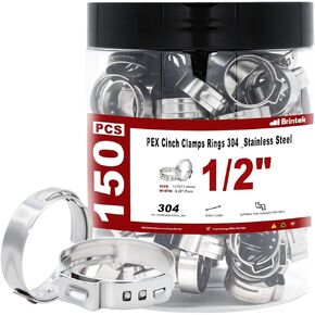 150pcs 1/2 inch PEX Cinch Clamps Rings, Heavy Duty 304 Stainless Steel Single Ear Hose Clamps, Thickened Pex Crimp Rings for PEX Tubing Pipe Fitting Connections in Saudi Arabia